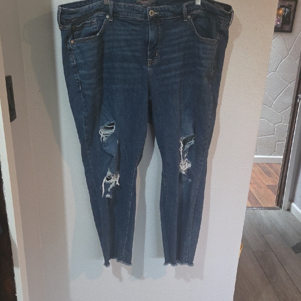 Torrid Blue Distressed Ankle Jeans